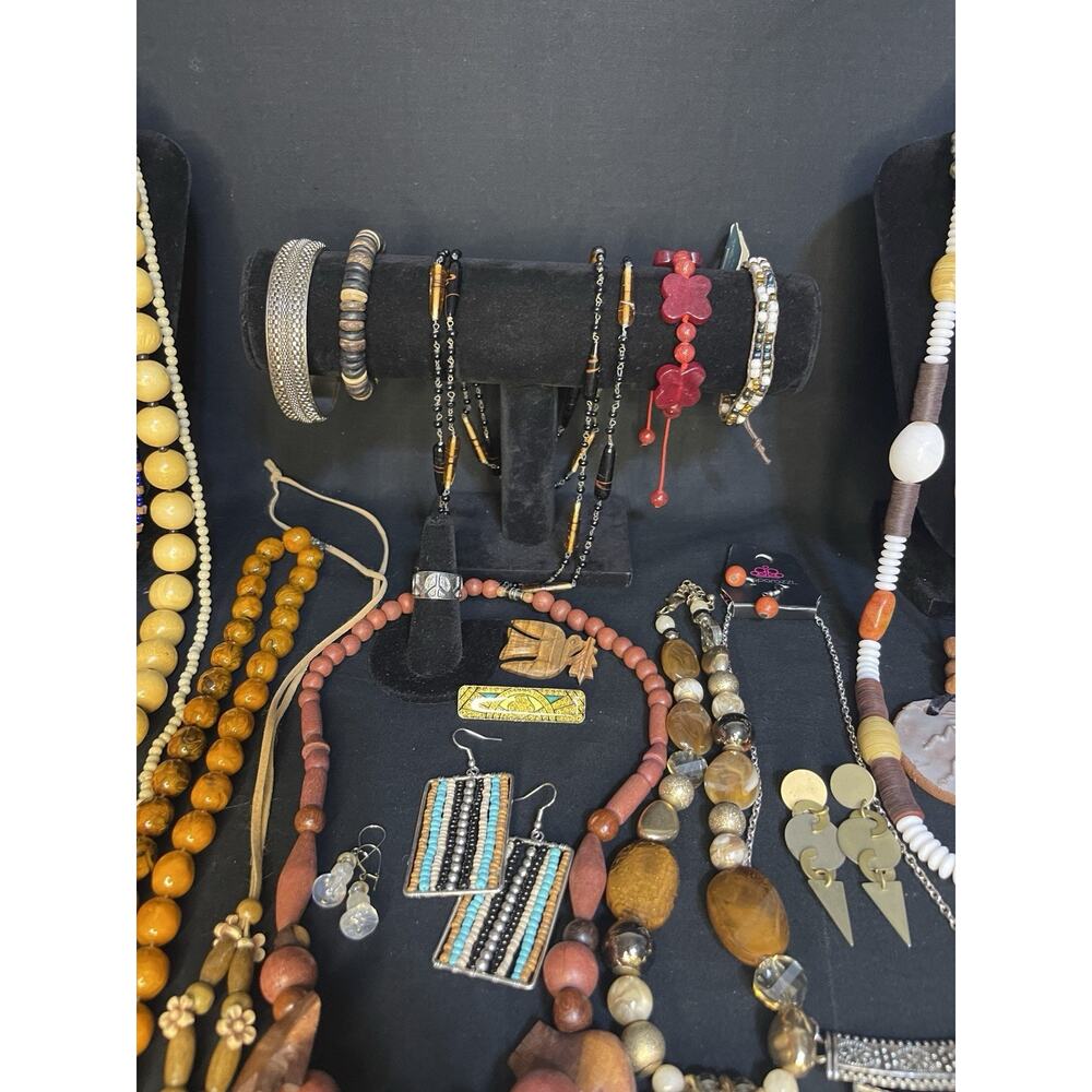 Vintage To Now Boho Costume Jewelry Lot Necklace Earrings Bracelet Ring Hippie - Picture 4 of 10